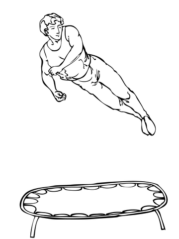 Athlete On Trampoline Coloring Page